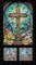Fabric Henry Glass Turquoise/Black Faith in Full Color 24" Window Panel 2186P-79